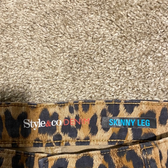 Style & Co. Leopard Print Skinny Jeans - Brown and Black - Picture 4 of 5